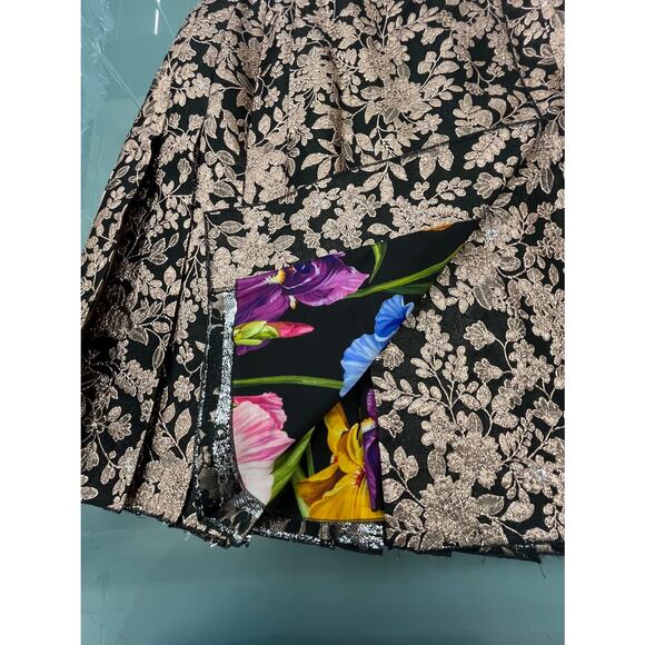 NWT Dolce & Gabbana Metallic Gold Black Pleated Jacquard Mini Skirt IT 38 US XS - Picture 9 of 11